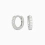 Sparkly Diamond Eternity Huggie Hoop Earrings - Silver