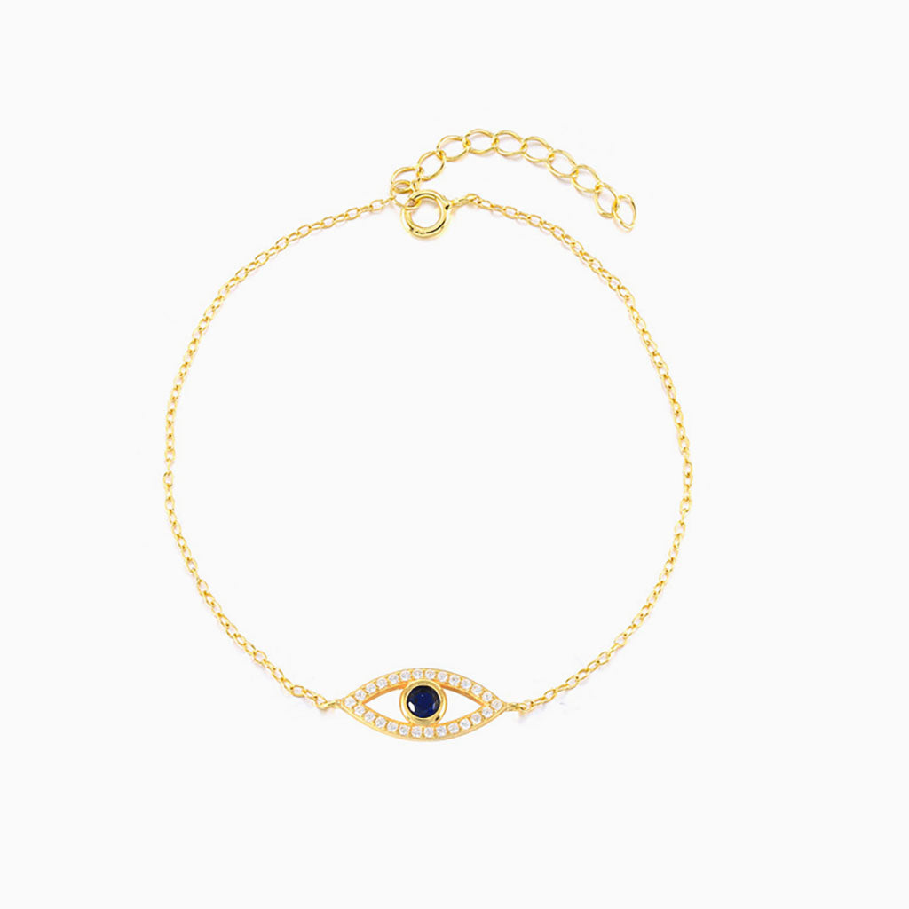 Sparkly Diamond Evil Eye Bracelet - Gold