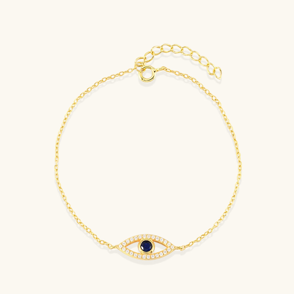 Sparkly Diamond Evil Eye Bracelet - Gold