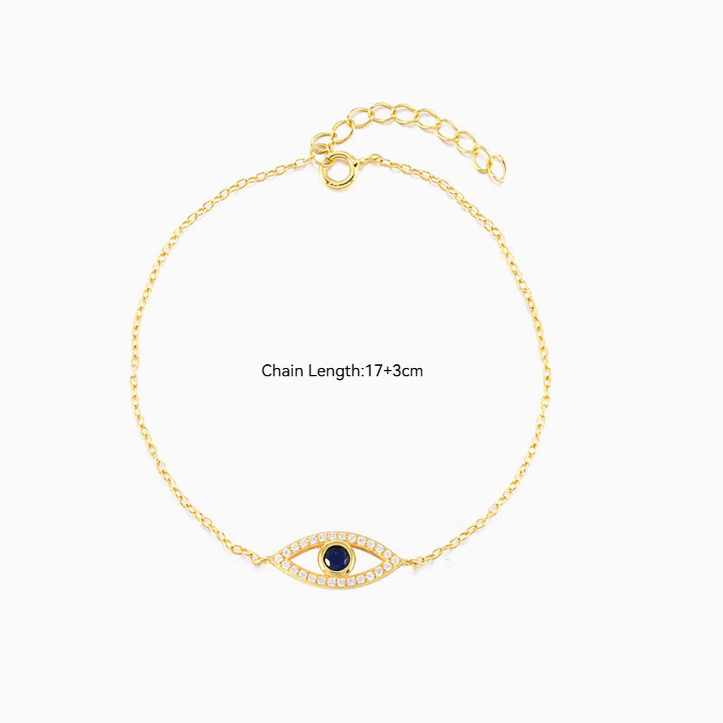 Sparkly Diamond Evil Eye Bracelet - Gold