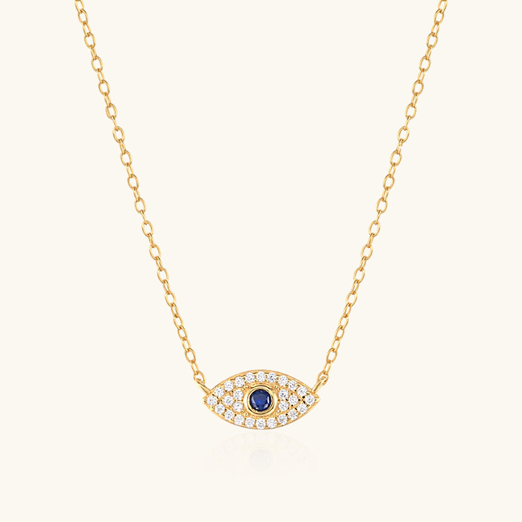 Sparkly Diamond Evil Eye Necklace - Gold