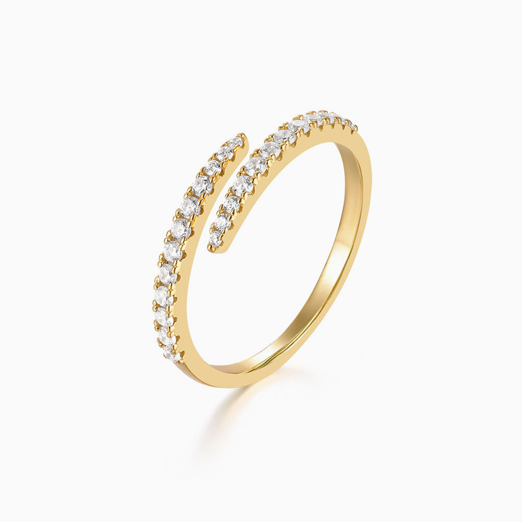 Sparkly Diamond Open Wrap Ring - Gold