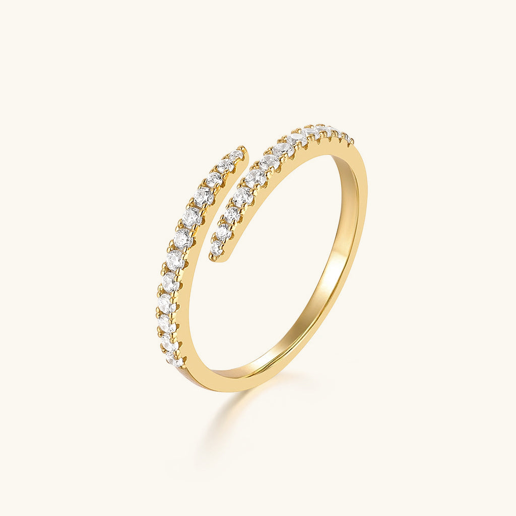 Sparkly Diamond Open Wrap Ring - Gold