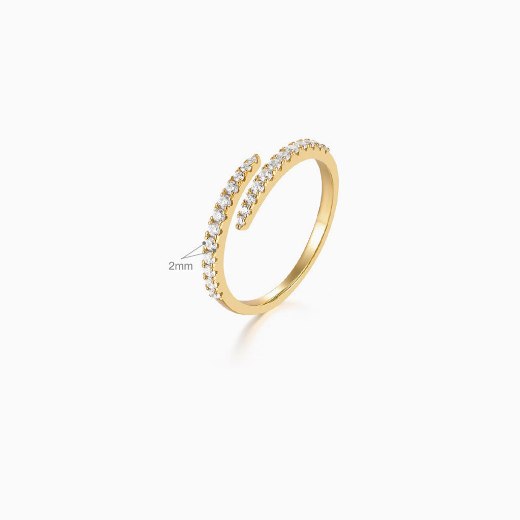 Sparkly Diamond Open Wrap Ring - Gold
