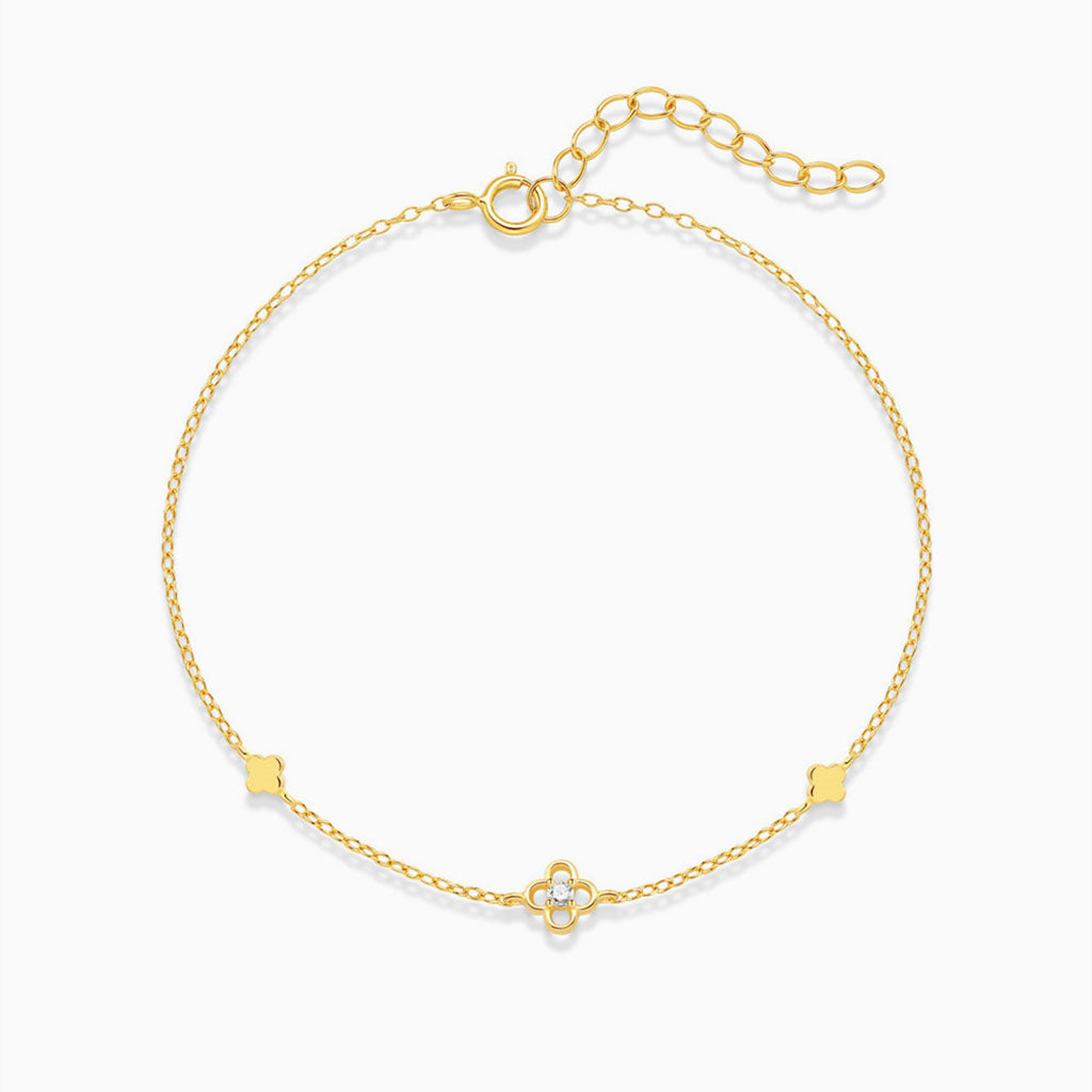 Sparkly Floral Bracelet - Gold