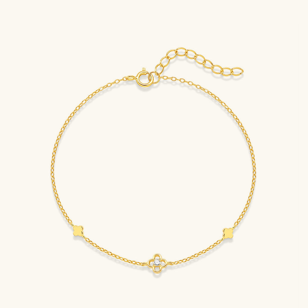 Sparkly Floral Bracelet - Gold