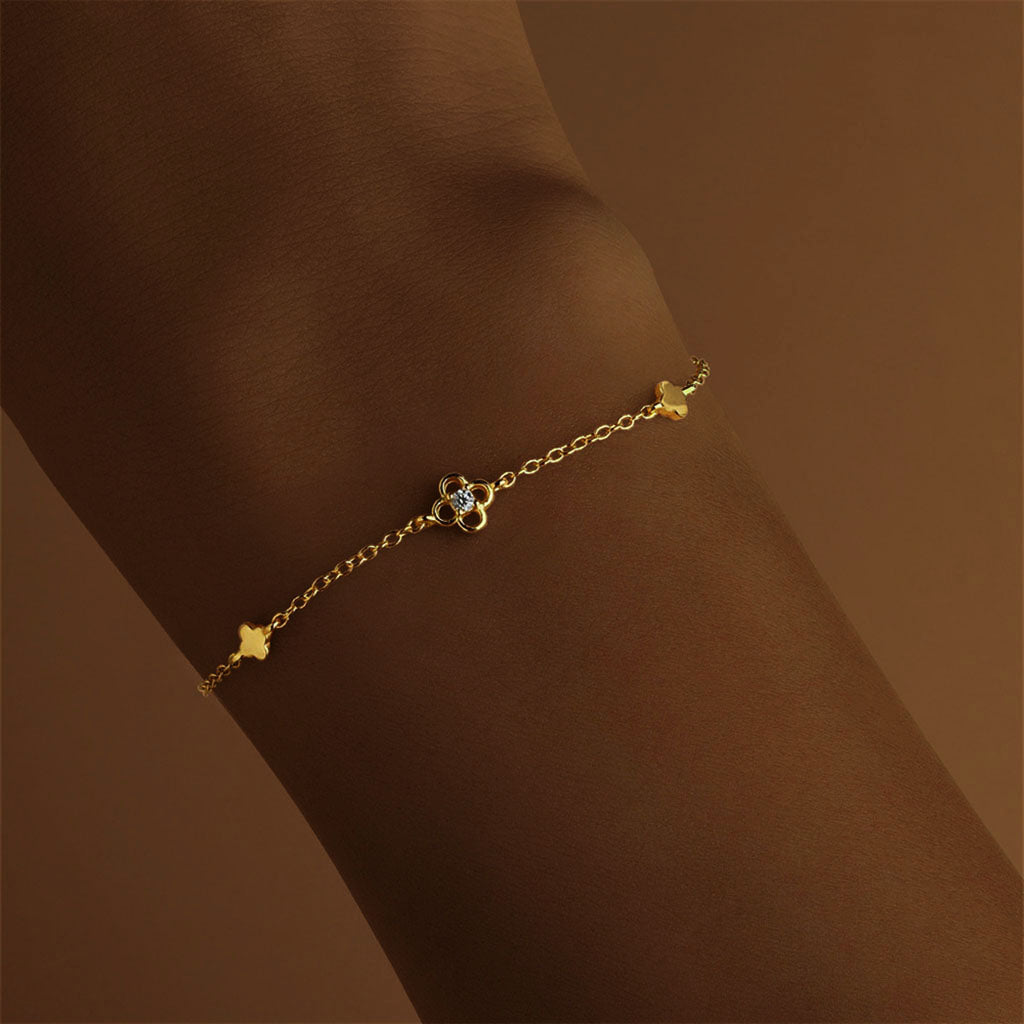 Sparkly Floral Bracelet - Gold