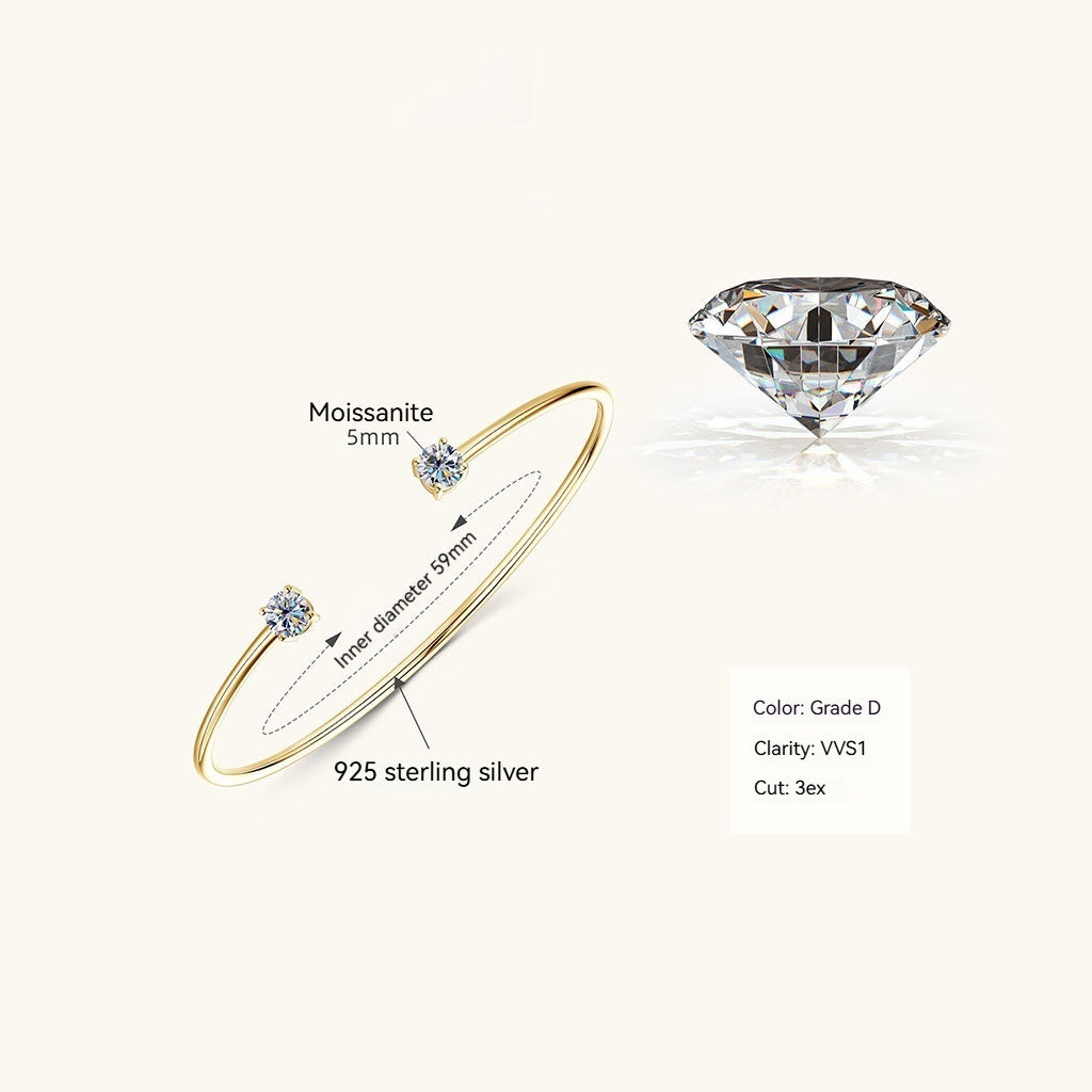 Sparkly Moissanite Cuff Bracelet - Gold