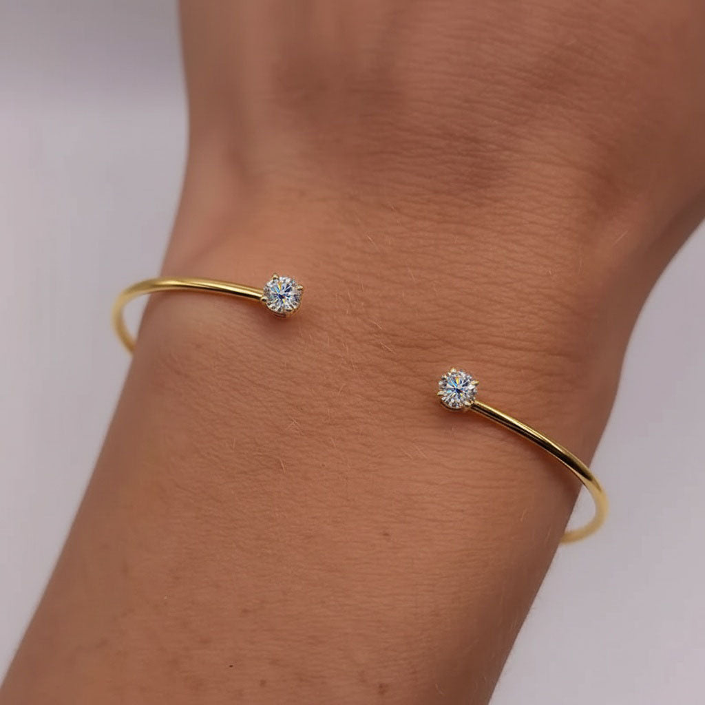 Sparkly Moissanite Cuff Bracelet - Gold