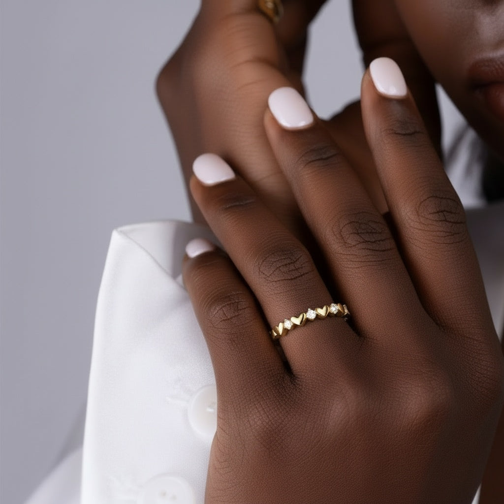 Sparkly Moissanite Heart Ring