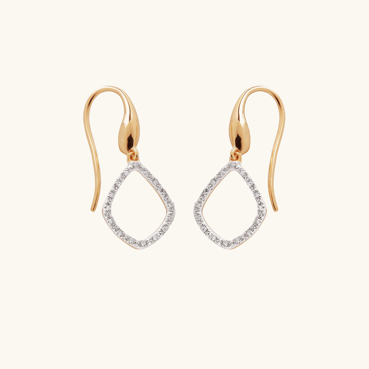 Sparkly Pavé Open Teardrop Drop Earrings - Gold