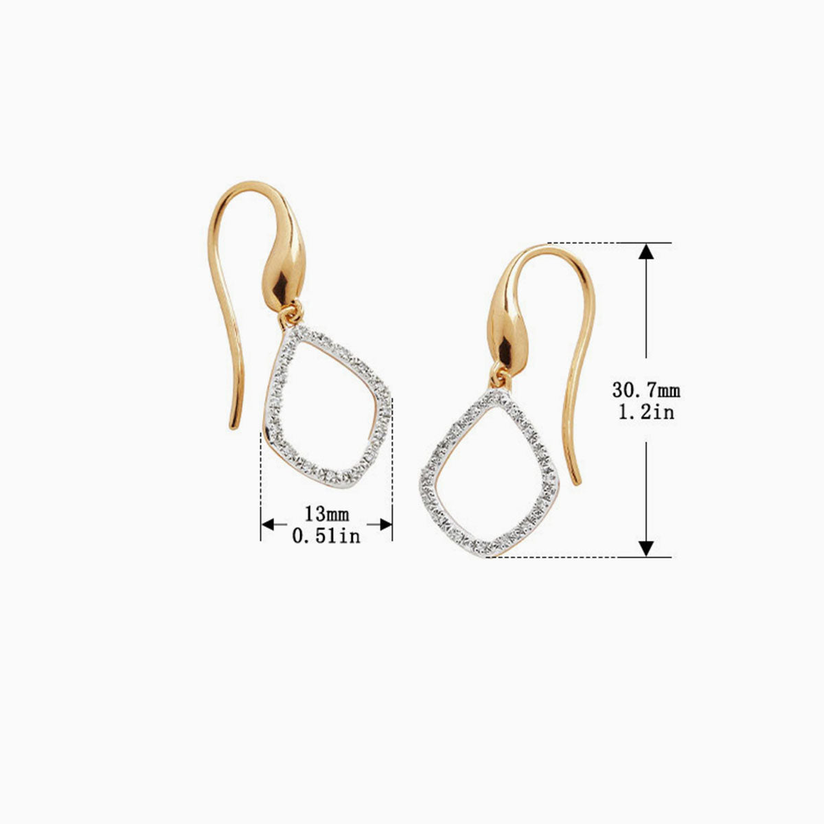 Sparkly Pavé Open Teardrop Drop Earrings - Gold