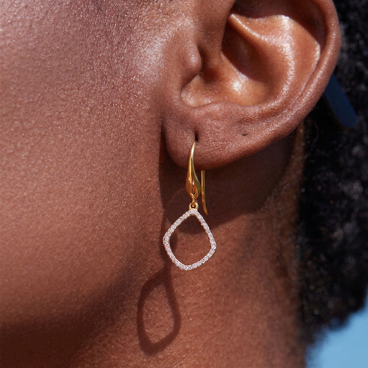 Sparkly Pavé Open Teardrop Drop Earrings - Gold