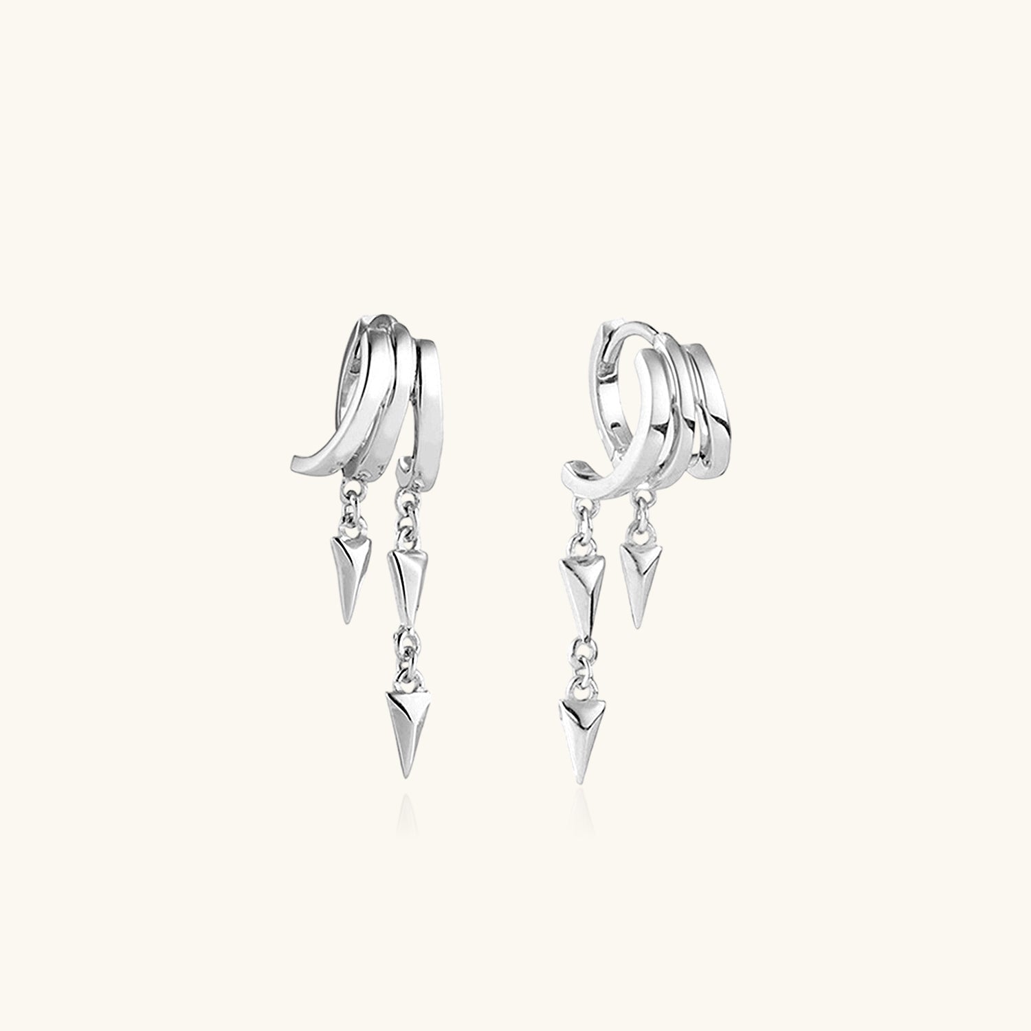Spike Drop Illusion Earrings - Silver