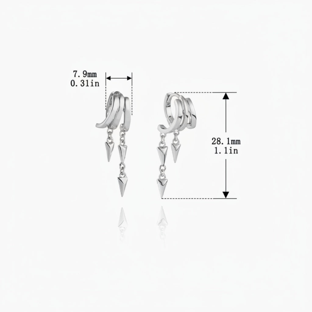 Spike Drop Illusion Earrings - Silver