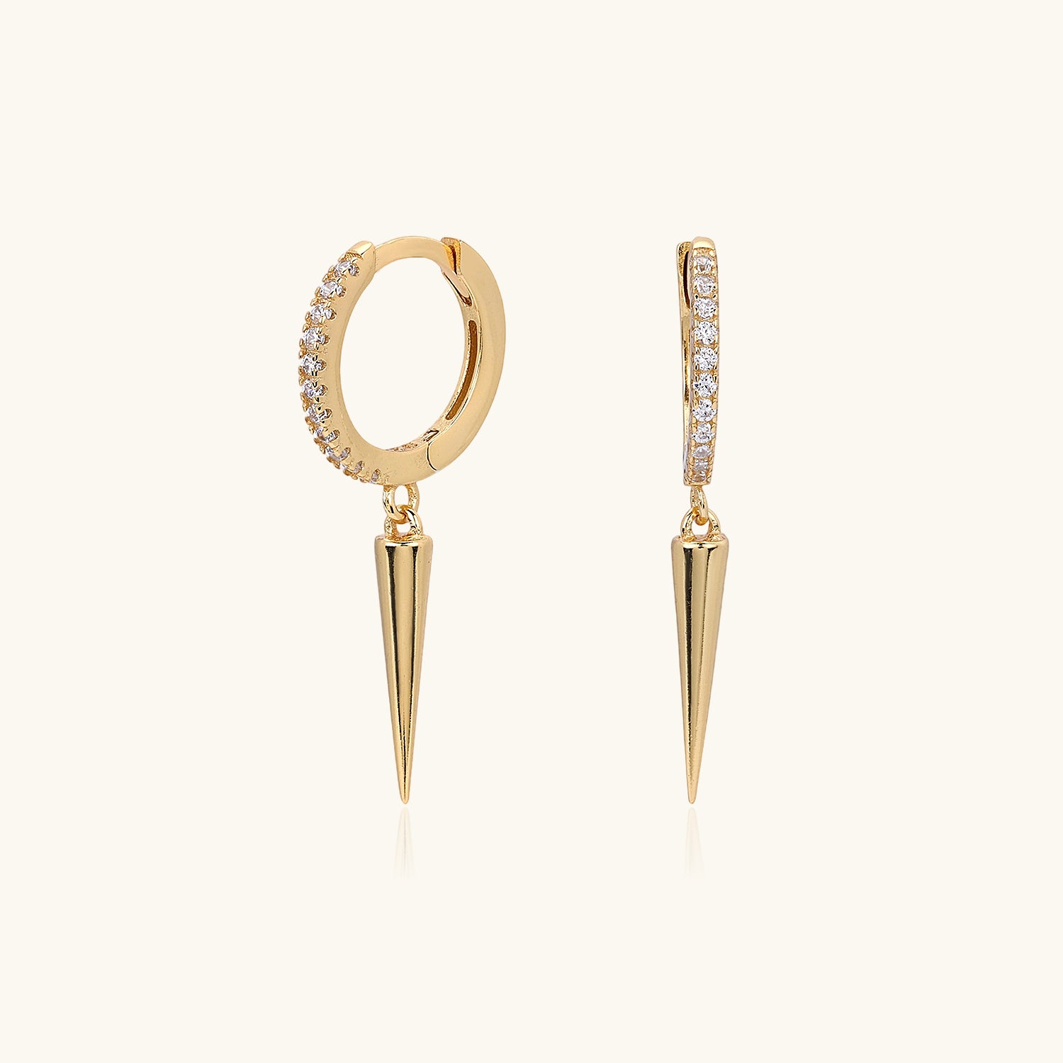 Spike Pave Huggie Hoop Earrings - Gold