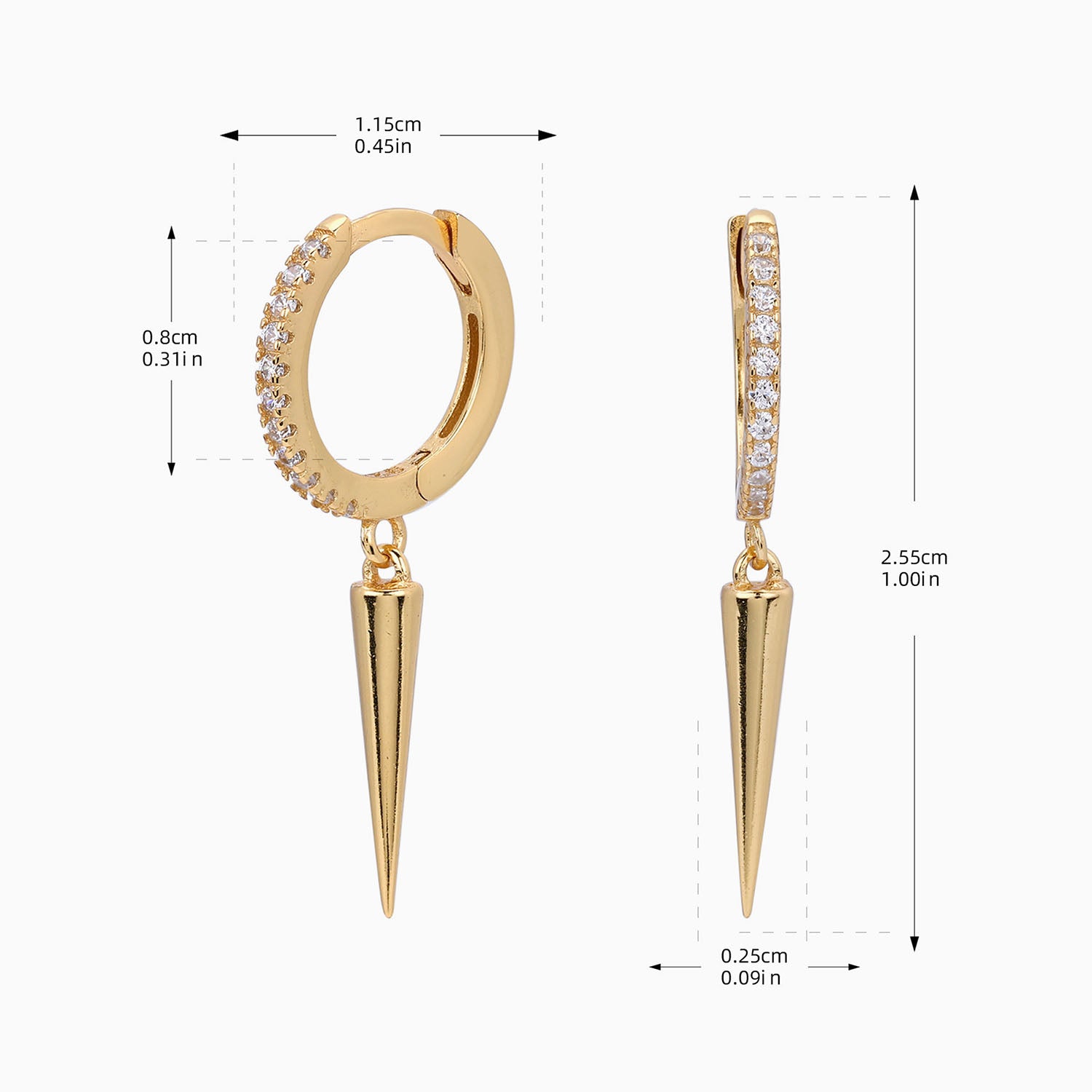 Spike Pave Huggie Hoop Earrings - Gold