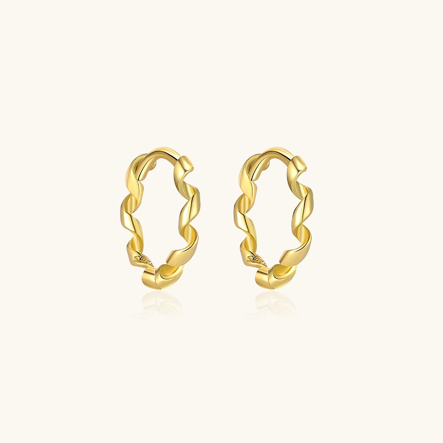 Spiral Twisted Huggie Hoop Earrings - Gold
