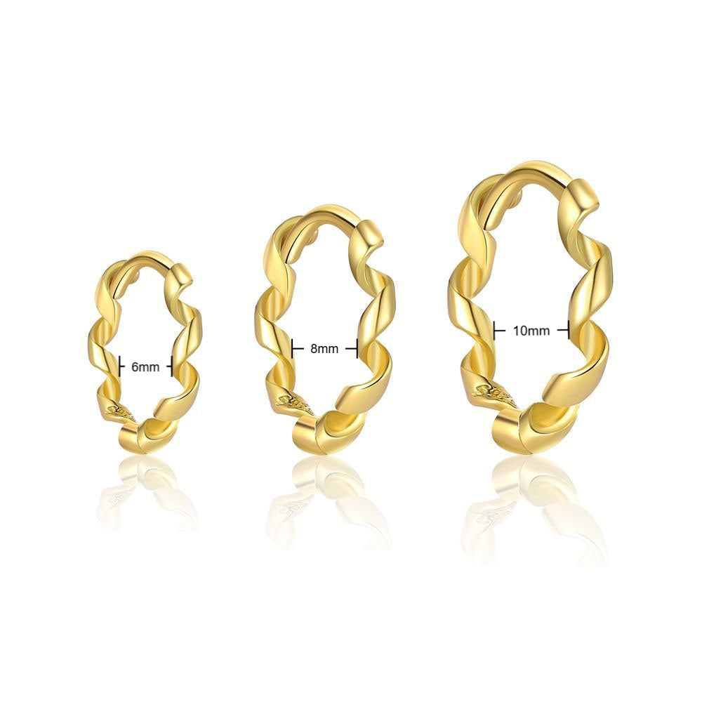 Spiral Twisted Huggie Hoop Earrings - Gold