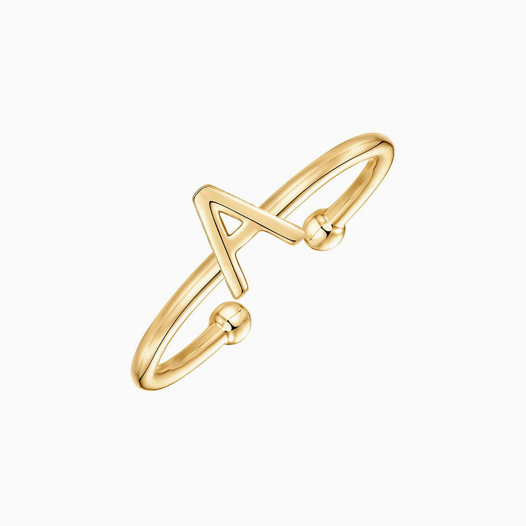Stackable Open Initial Ring - Gold