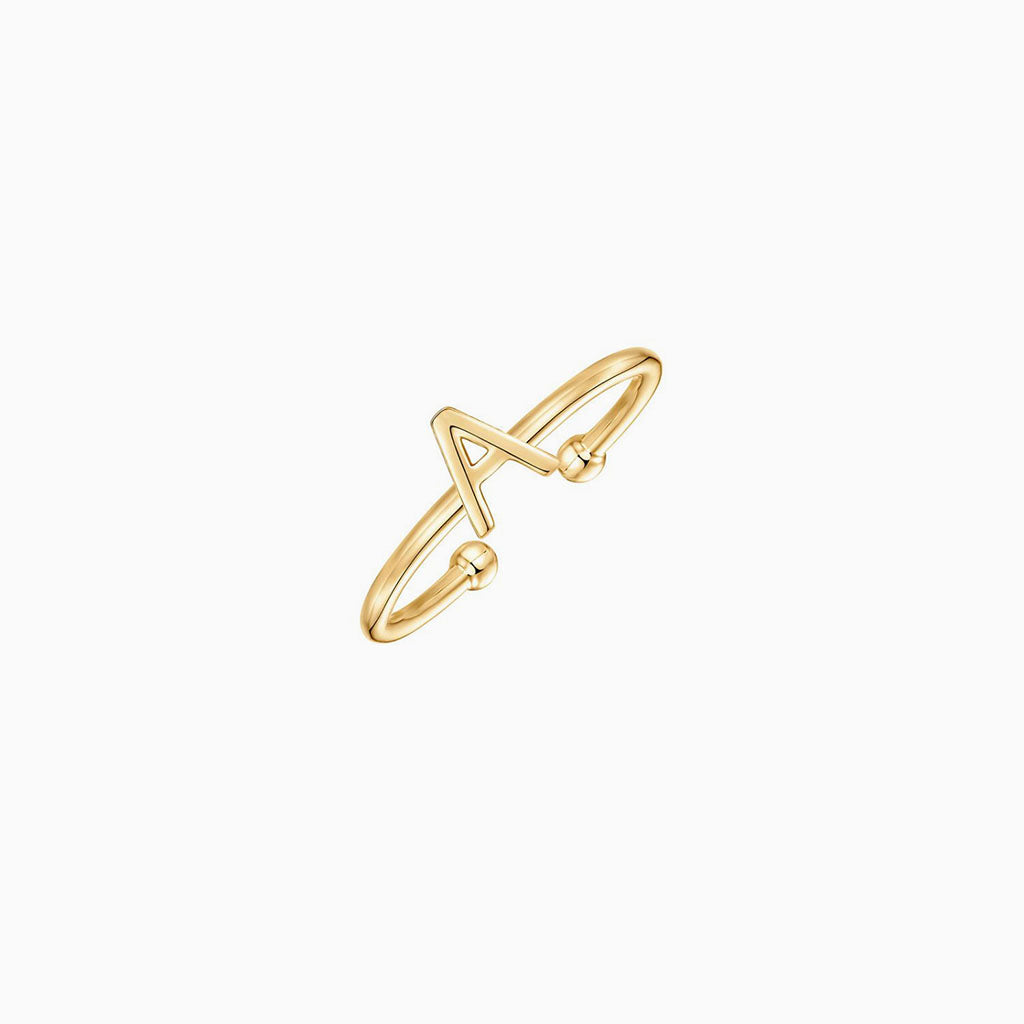 Stackable Open Initial Ring - Gold