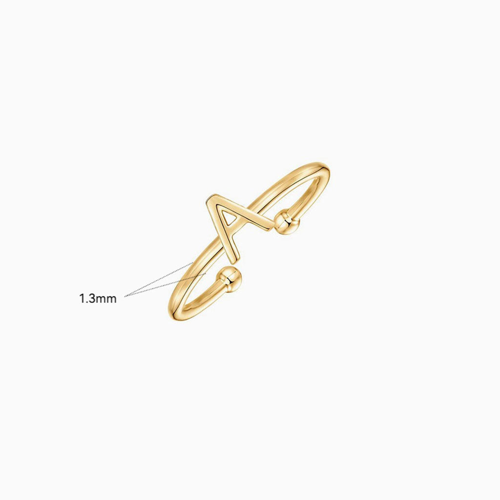 Stackable Open Initial Ring - Gold