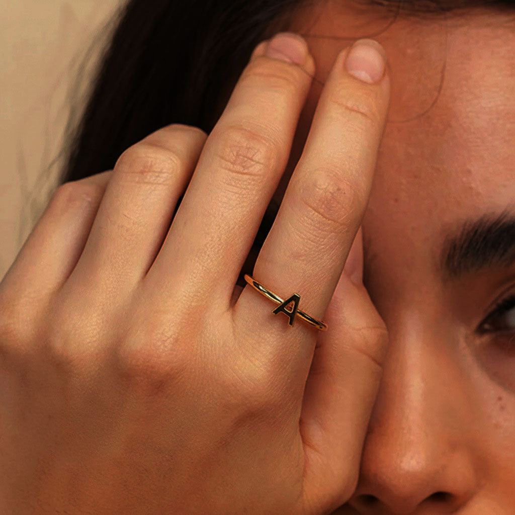 Stackable Open Initial Ring - Gold