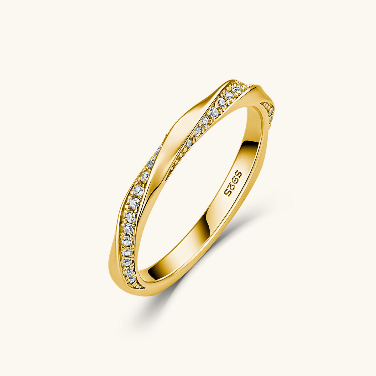 Stacking Moissanite Twisted Band Ring - Gold