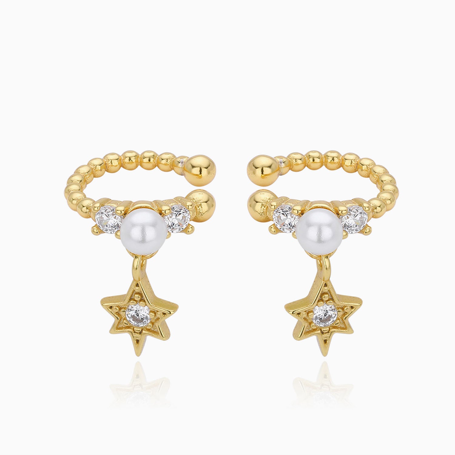 Star Drop Beaded Ear Cuff Earrings - Gold