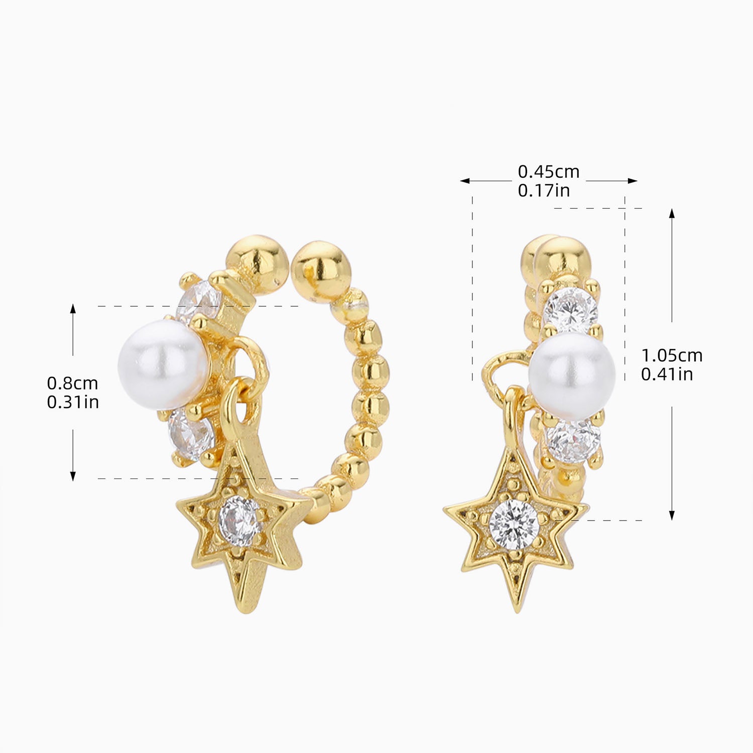 Star Drop Beaded Ear Cuff Earrings - Gold