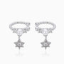 Star Drop Beaded Ear Cuff Earrings - Silver