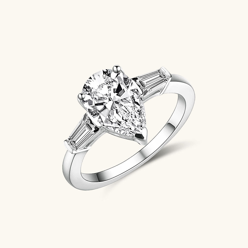 Starlit Moissanite Three Stone Ring - Silver