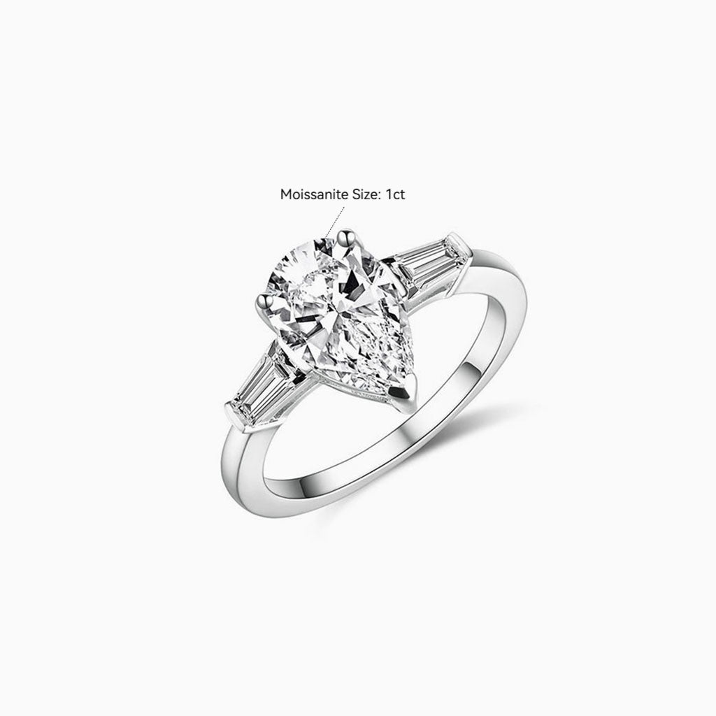 Starlit Moissanite Three Stone Ring - Silver