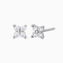 Starry Diamond Flower Stud Earrings - Silver