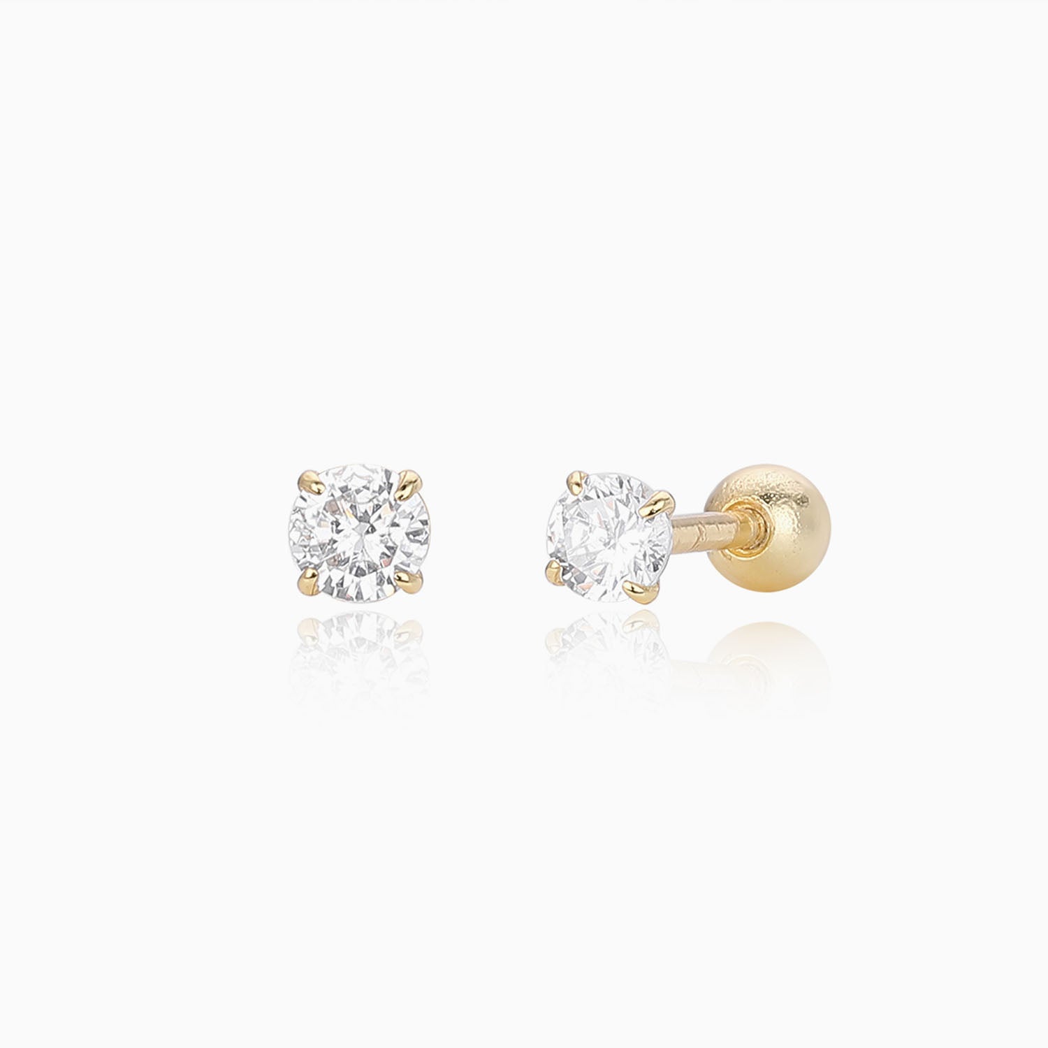 Starry Diamond Solitaire Stud Earrings - Gold