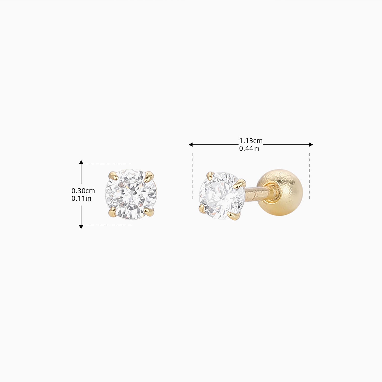 Starry Diamond Solitaire Stud Earrings - Gold