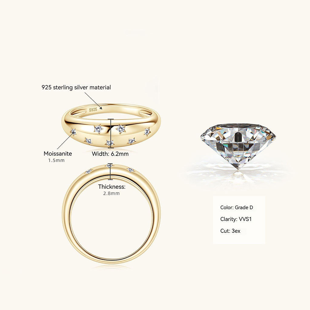 Starry Dome Moissanite Ring - Gold