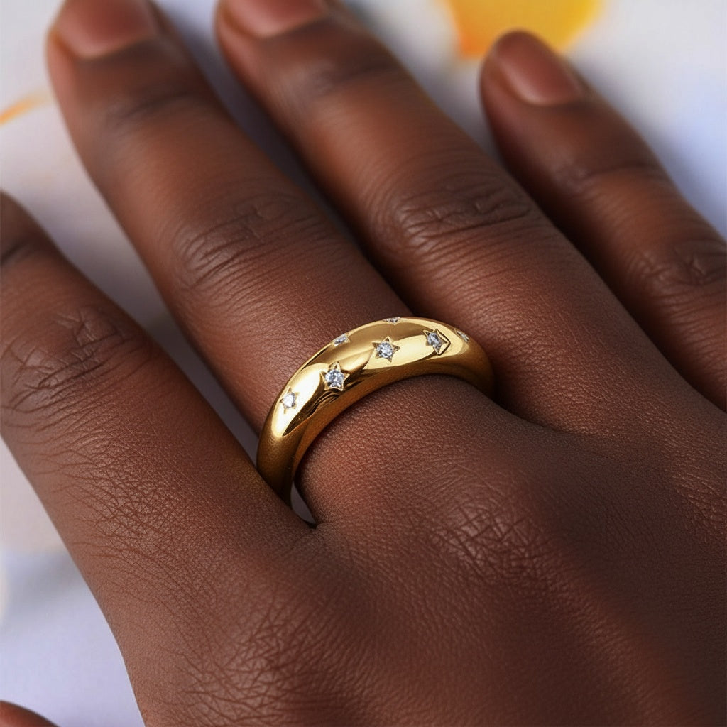 Starry Dome Moissanite Ring - Gold