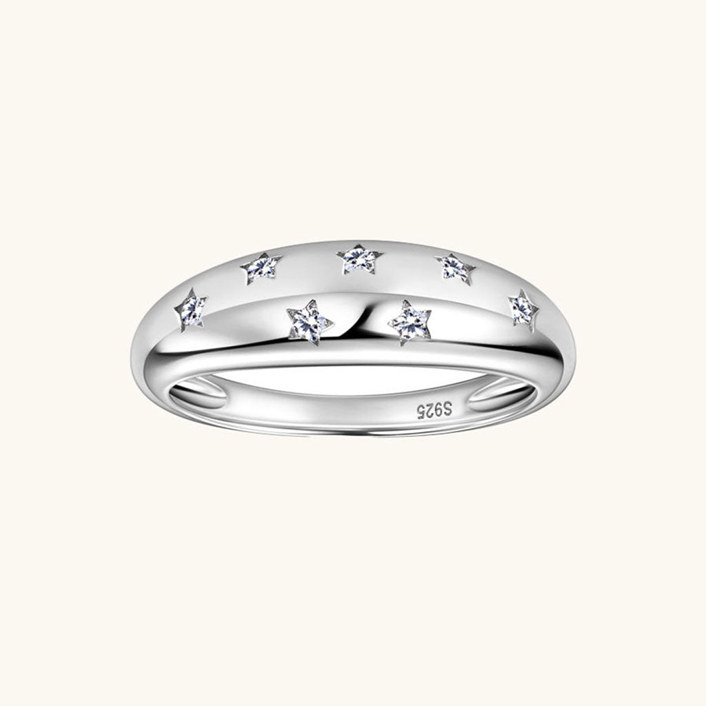 Starry Dome Moissanite Ring - Silver
