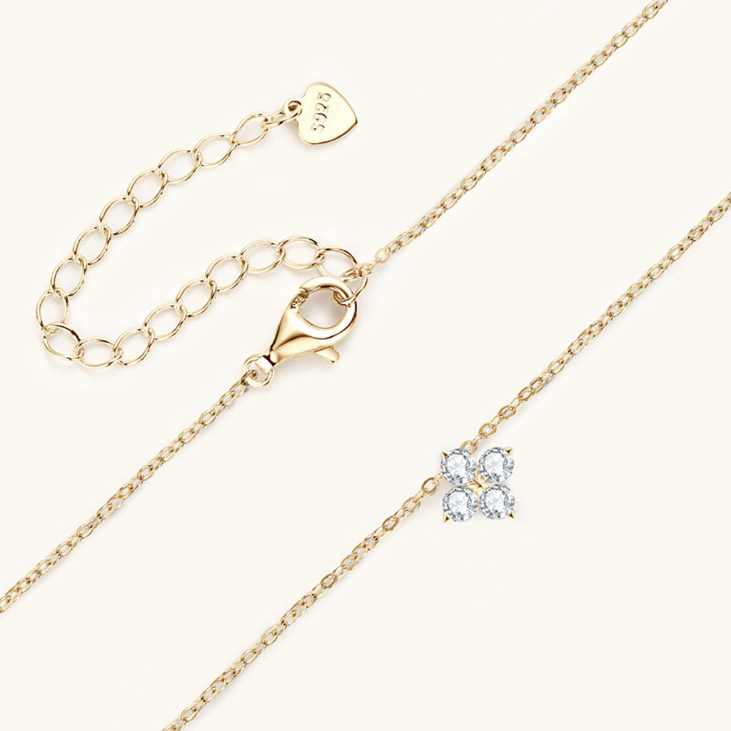 Starry Flower Moissanite Pendant Necklace - Gold