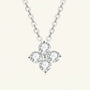 Starry Flower Moissanite Pendant Necklace - Silver