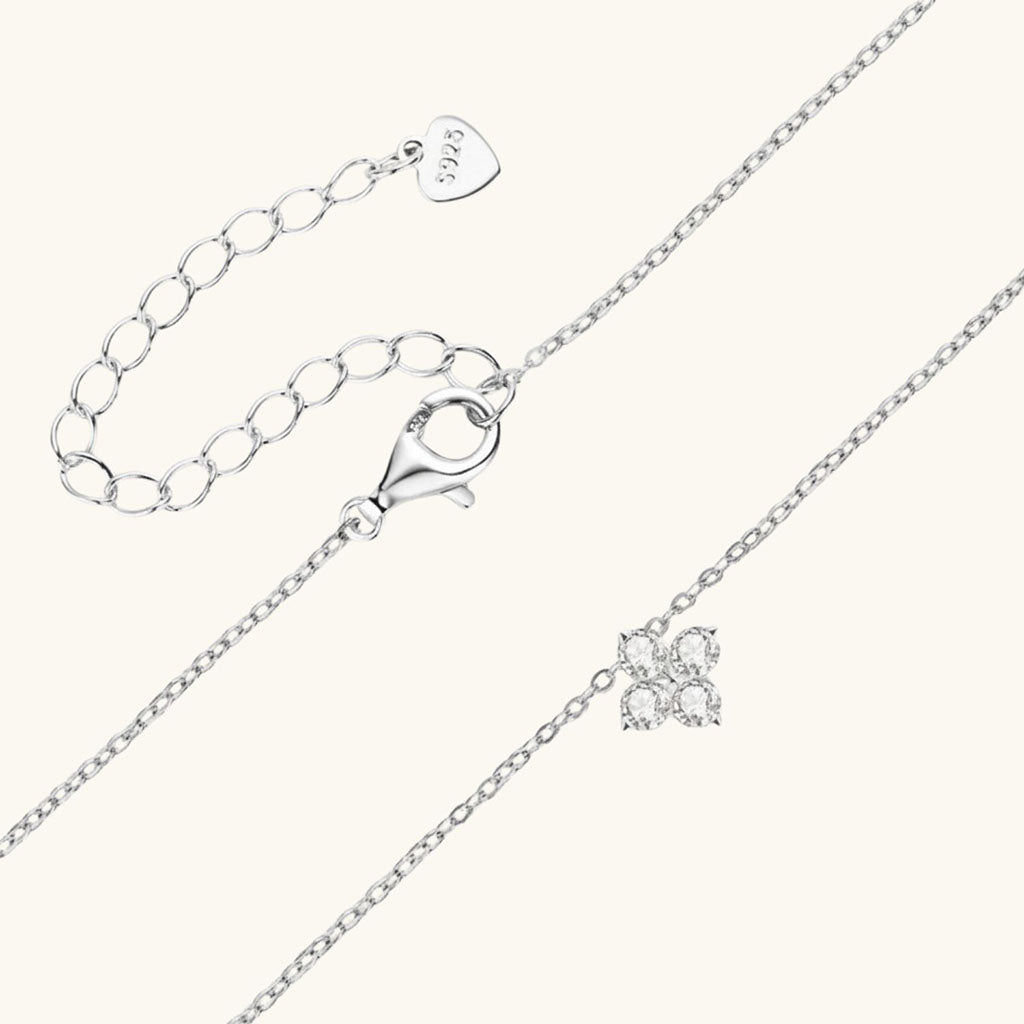 Starry Flower Moissanite Pendant Necklace - Silver