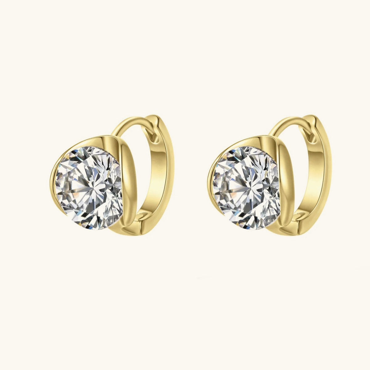 Statement Moissanite Huggie Hoop Earrings - Gold