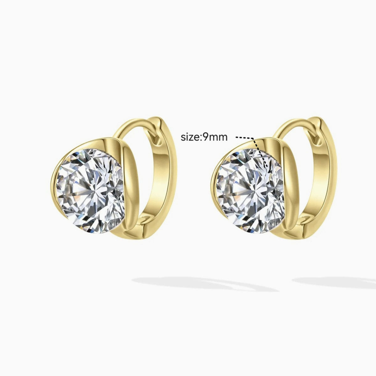 Statement Moissanite Huggie Hoop Earrings - Gold