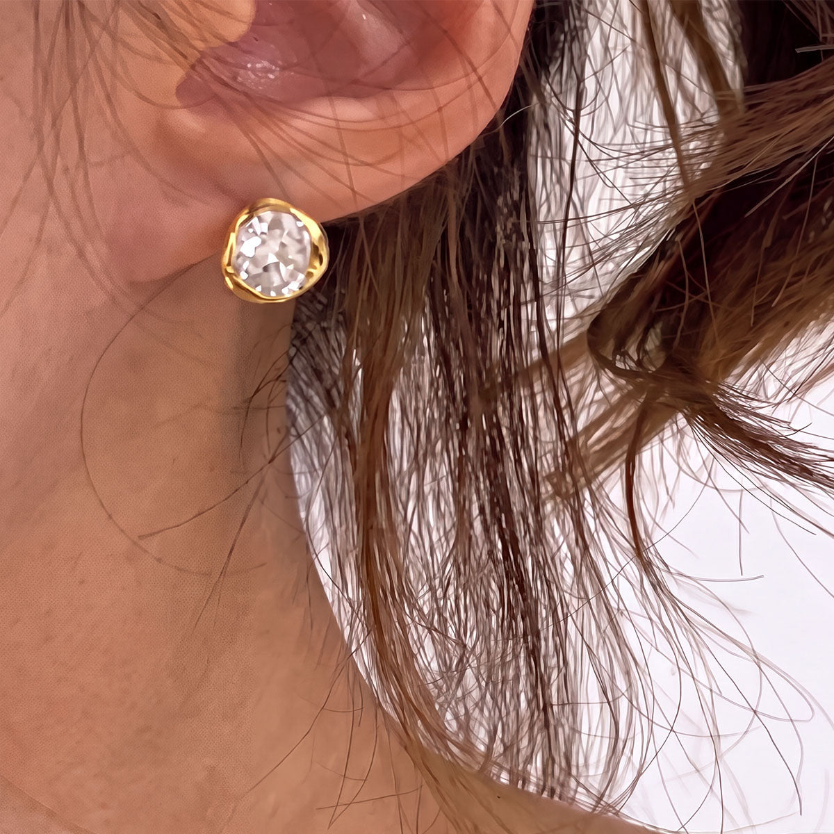 Statement Moissanite Huggie Hoop Earrings - Gold