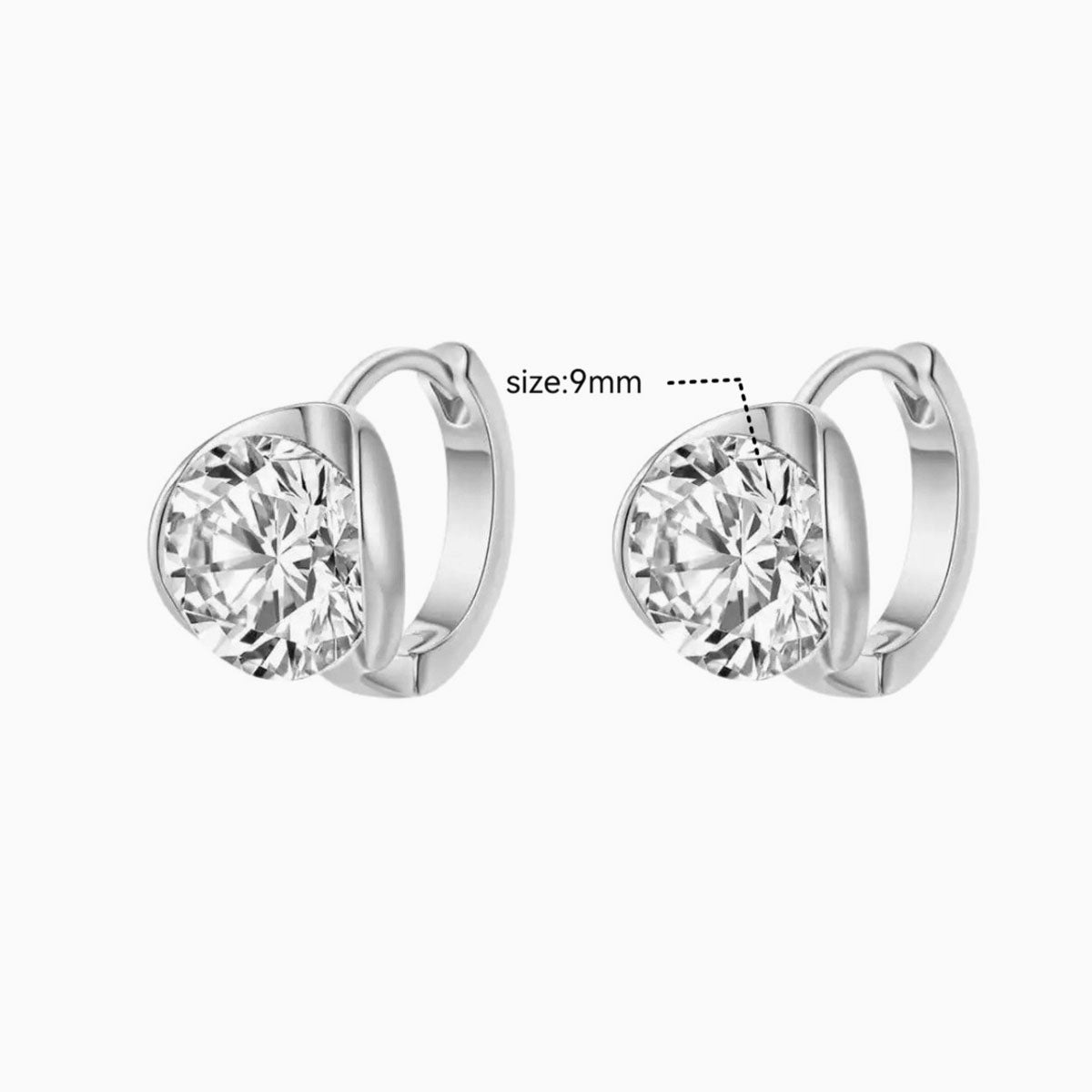 Statement Moissanite Huggie Hoop Earrings - Silver