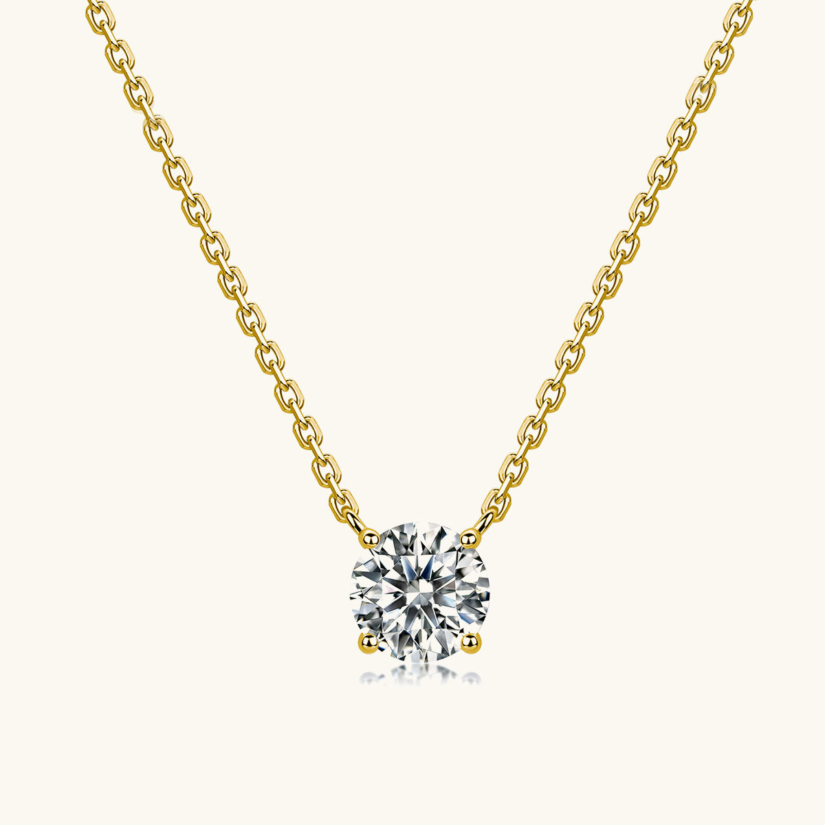 Statement Moissanite Solitaire Pendant Necklace - Gold