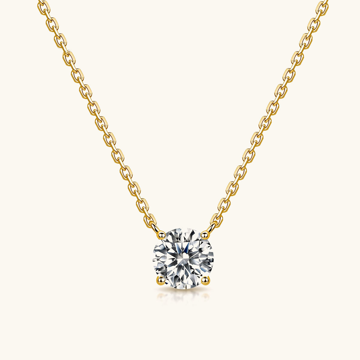 Statement Moissanite Solitaire Pendant Necklace - Gold
