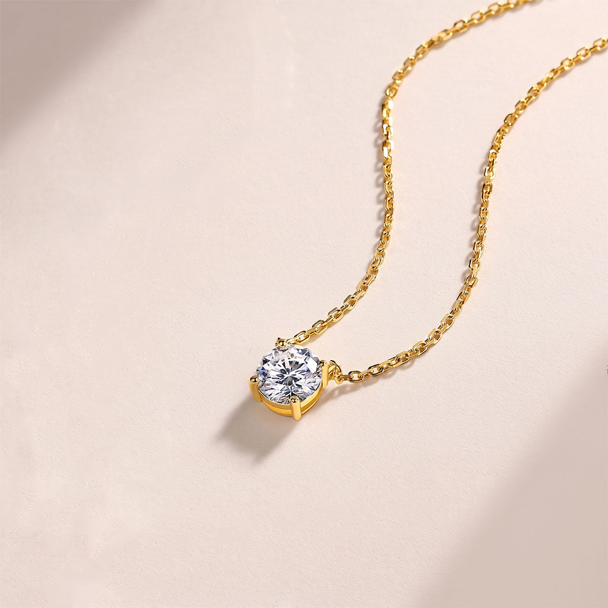 Statement Moissanite Solitaire Pendant Necklace - Gold