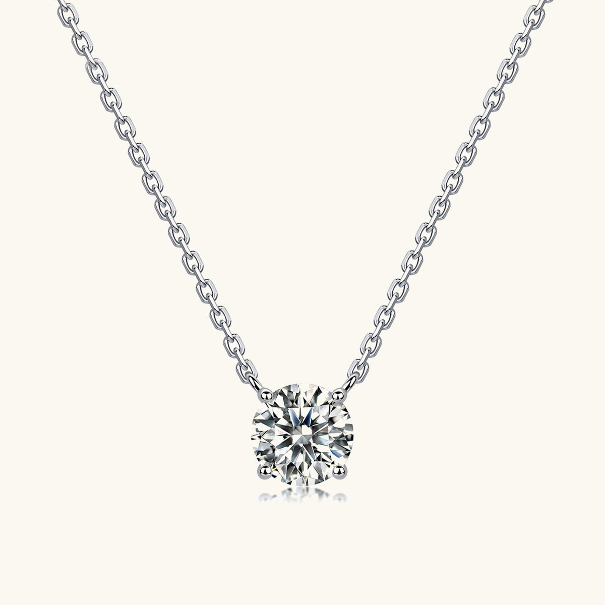Statement Moissanite Solitaire Pendant Necklace - Silver